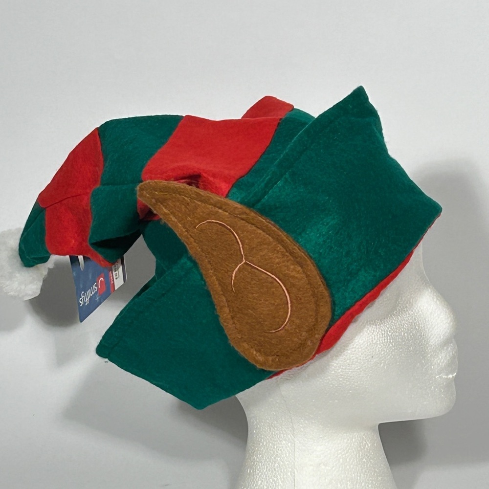 Festive Elf Hat with Ears - Red and Green